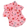 Dog Summer Shirts Cute Strawberry Print Turn Down Collar Snap