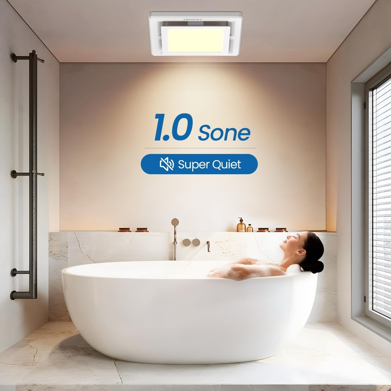 FASDUNT Bathroom Exhaust Fan with Light, 110 CFM 1.0 Sones