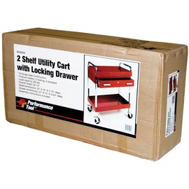 Performance Tool W54004 Two Shelf Utility Cart with Drawer