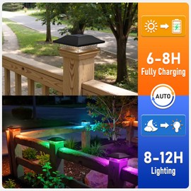 Viewsun 12 Pack Solar Post Cap Lights, Outdoor Fence Solar Powered Cap with 4 Lighting Modes Waterproof Light Decorative for Deck Patio or Garden Decor, Fits 4x4 Wood Vinyl Posts