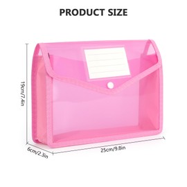 FYY Document Wallet A5.9 Pieces Document Folder A5 Portfolio Folders with Press Stud Plastic Envelope Folder Waterproof Transparent Pocket Documents with Card for Travel Office Document School, A5