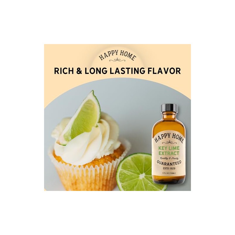 Happy Home Key Lime Extract, Natural, Dairy-Free, Nut-Free, Gluten-Free, Kosher,