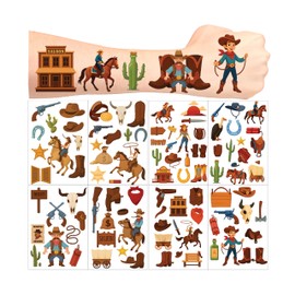 8Sheet - 110PCS CowHorse Temporary Tattoos for Kids – Cartoon Fake Tattoos Stickers for Birthday Party Favors, Gifts, DIY Decoration & Fun Activities – Waterproof & Skin-Safe