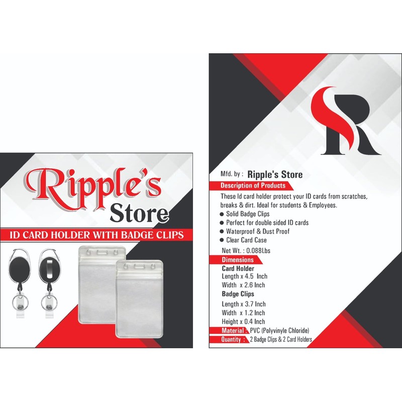 Retractable Badge Holder with ID Card Holder, Clear Vertical Badge