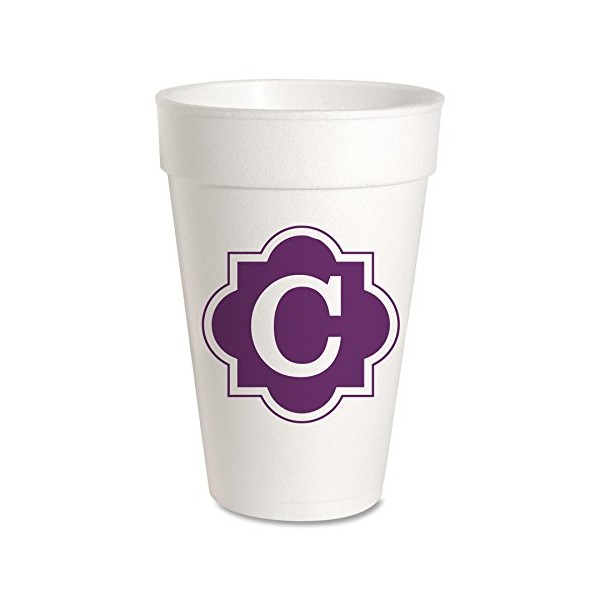 Personalized (A-Z) Foam Party Cups - Styrofoam 16oz 10 Pack (Letter"C")