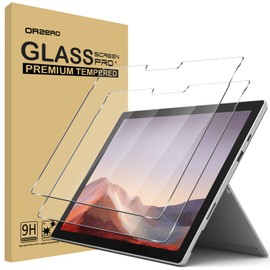 Orzero (2 unidades) Compatible con Surface Pro 7 (12.3 pulgadas), protector de visualización de vidrio templado, dureza 9 HD, cobertura completa antiarañazos (bordes de arco 2.5D) (reemplazo de por vida)