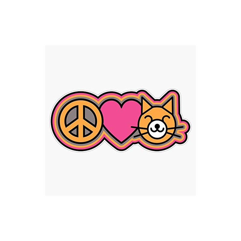 Peace Love Cats Waterproof Vinyl Window Bumper Sticker Decal 5"