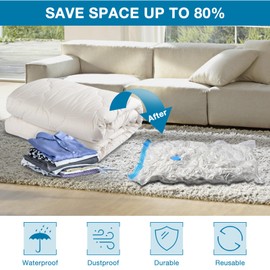 Diboniur Vacuum Bags for Clothes, Duvets, Pack of 5, 80 x 60 cm, Vacuum Bags, Reusable, Hand Pump Included