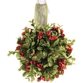 Ganz 5 Inch Mistletoe Kissing Ball Ornament,Red,5" Dia.