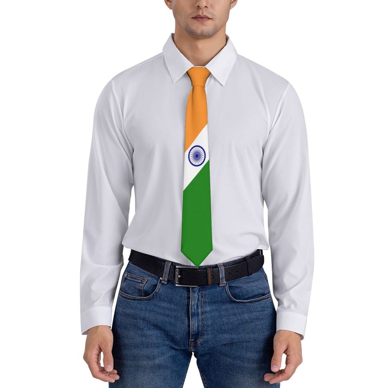 DABOYOZHZH India Flag Emblem Striped Necktie Men'S Neck Ties Mens