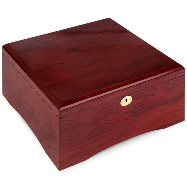 Brybelly Premium Wooden Mahogany Poker Chip Case - Glossy, Casino-Grade Chest with Felt-Lined Interior – Holds 750 Chips