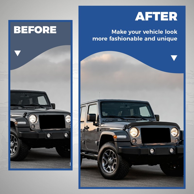 HECASA Hood Shield Compatible with 2007-2018 Jeep Wrangler JK PC