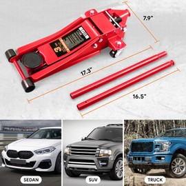 CAAP DRIVEN Low-Profile Hydraulic Cart Service Jack, 3-Ton (6000 lbs) Lift Capacity, Range: 3" to 23" CAAP-TOLS-FJK-3-RD