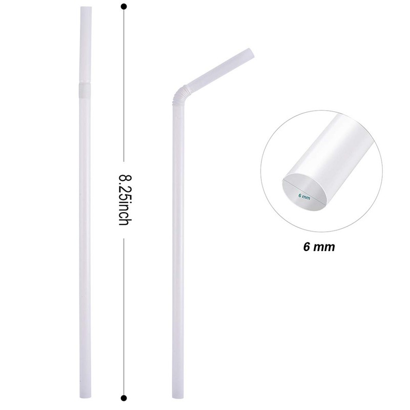 200 Count 8.25" Eco-friendly Bendable Compostable PLA Straws - KTOB