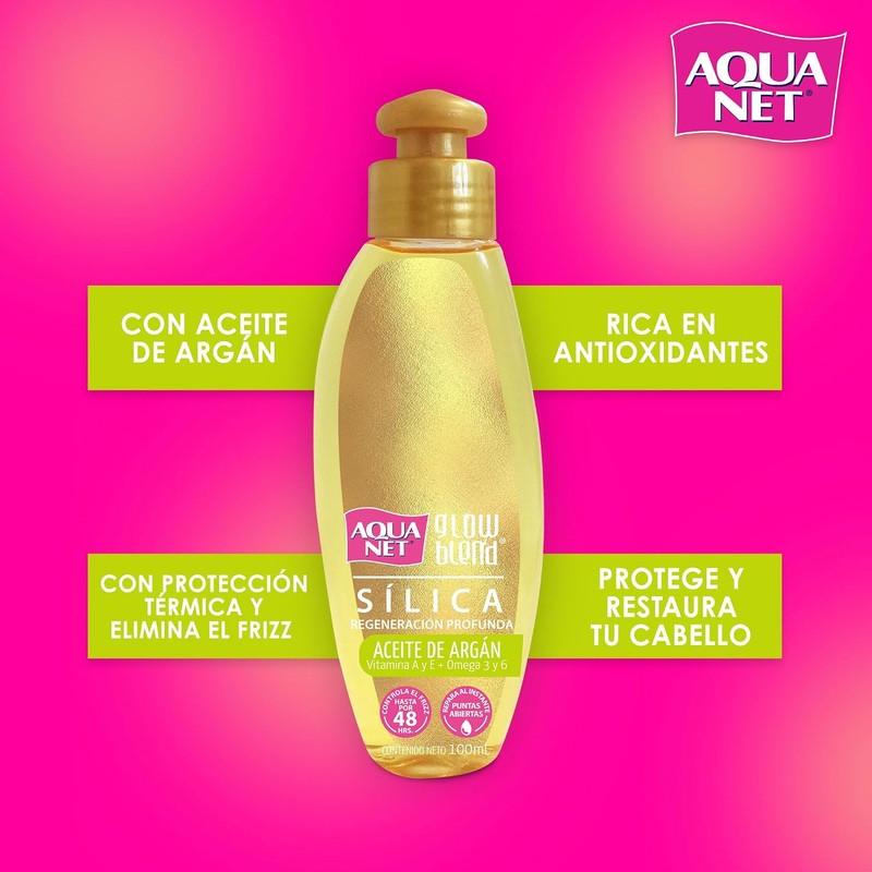 Aqua Net® Sílica para cabello Glow Blend aceite de argán
