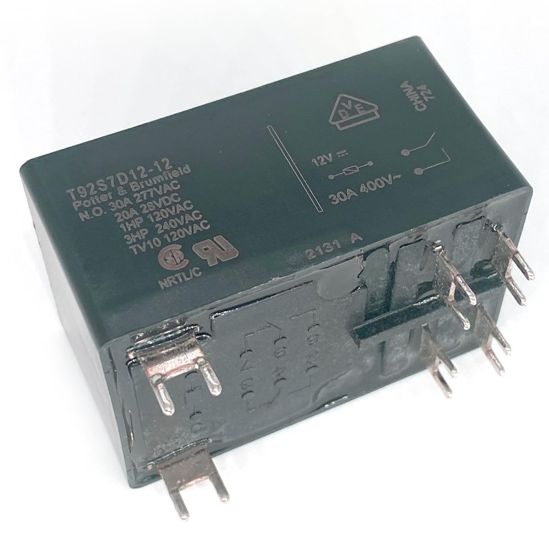 2-Pack T92S7D12-12 Relay – 12VDC 30A 6-Pin DPST-NO (2 Form