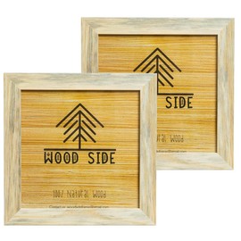 Rustic Wooden Square Picture Frames 4x4 - Set of 2-100% Natural Solid Eco Wood with Real Glass for Wall Mounting and Tabletop Display Barnwood Photo Frame