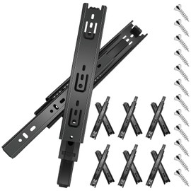 16 inch Drawer Slides 6 Pairs (12pcs) Full Extension Ball Bearing Drawer Slides 3 fold Full Stretch Side Mount Drawer Slides 100 LB Capacity Drawer Slide 16" Black