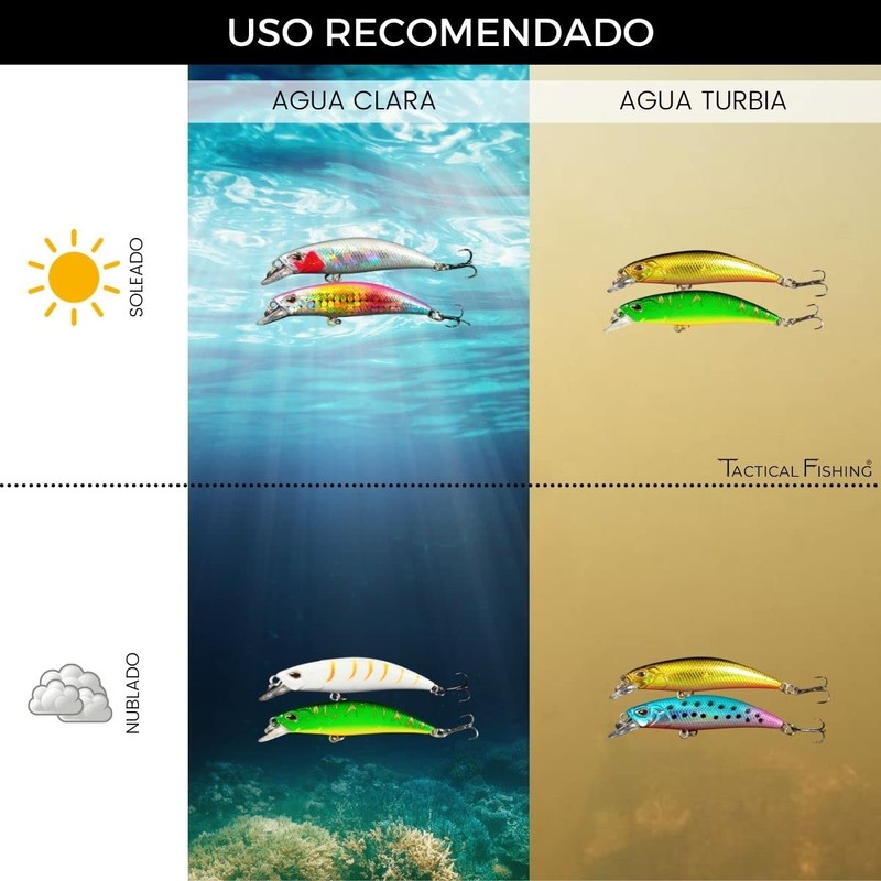 TACTICAL FISHING 6 Piezas - Seis Minnows De Hundimiento Lento,