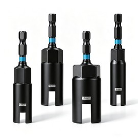 AutoViteX 4PCS Wing Nut Driver Set, 1/4" Hex Shank Power Wing Nut Driver Bit, CR-V Steel, 9mm 12mm 15mm 18mm for Wing Nut, Eye Bolt, Screw Hook, Wire Twisting