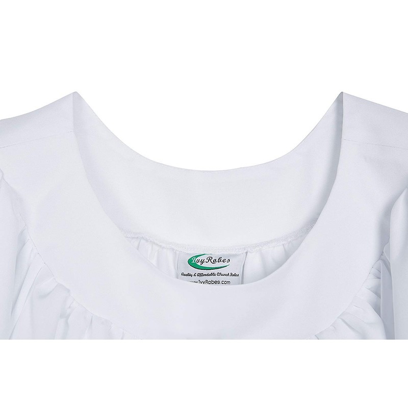 IvyRobes Premium White Round Neckline Surplice Church Liturgical Vestment Choir