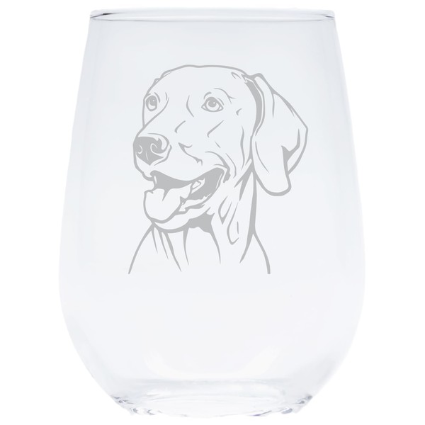 Weimaraner themed, dog stemless wine glass, 17 oz.