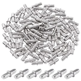Wokape 100Pcs 5mm Cylindrical Shaped Shelf Pins Kit, Metal Nickel Support Pegs Shelf Pegs Cabinet Support Pins for Furniture Shelves Bracket