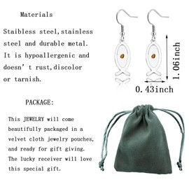 Mustard Seed Earrings Necklace Fish Pendant Earrings Religious Jewelry Inspirational Gift Faith Gift for Women Girls Birthday Gifts (Mustard Seed Ear S)