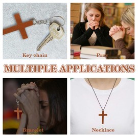 XiuGlimpse Cross, 100PCS Cross with Chain Cross Pendant, Easter Cross, Pocket Cross, Mini Cross,Crosses for Crafts, Prayer Cross,Wooden Cross Keychain, Wooden Cross Necklaces, Wooden Craft Supplies