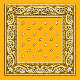 LEMON YELLOW cotton bandana scarf SQUARE BLACK WHITE PAISLEY