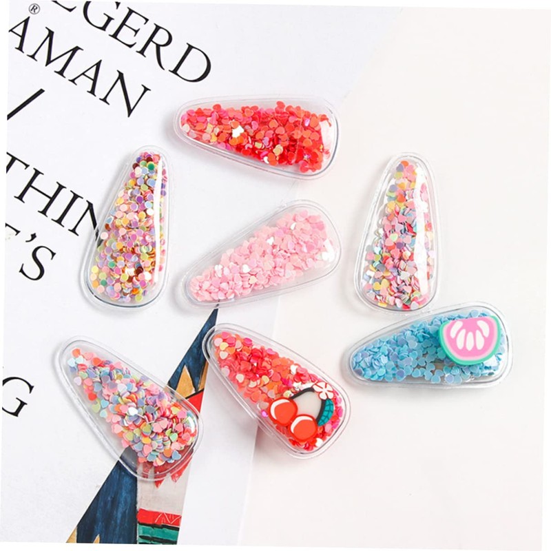 Baluue 40pcs Transparent Pvc Quicksand Hair Clips Drop-shaped Diy Materials