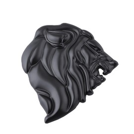 2PCS Lion Head Metal car Emblem 3D Animal Decoration Metal car Badge Rear car Tail Decoration Sticker (Black)