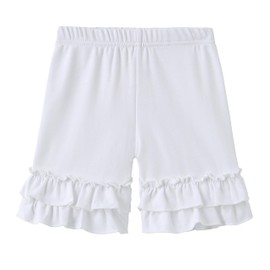 VilyR Girls Solid Cotton Ruffles Shorts (White,6-7Y)