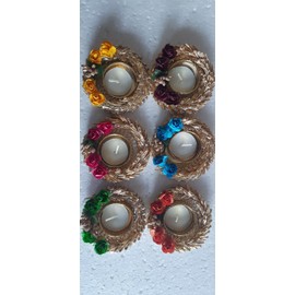 Set of 6 Multi Flower T Light Holder Candle Stand Tealight T-Light Holders for Festival Decorations Lighting Accessories Wedding Home New Year Decor (WITHOUT CANDLE AND WAX)