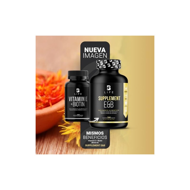 B Life Company Vitamina E + Biotina de 200 Cápsulas.