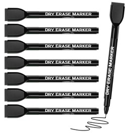 MaxGear Dry Erase Markers, Black Whiteboard Markers Extra Fine Tip 0.5 mm, Ultra Fine Tip Dry Erase Markers with Eraser, Magnetic White Board Dry Erase Markers Black Bulk for Office School, 8 Count