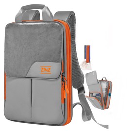 ZINZ Slim & Expandable Laptop Backpack 15.6 16 17 inch Travel Business Backpack Rainproof Daypack for Men and Women，Gray orange