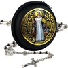 PLONKLY St Michael & St Benedict Hematite Rosary Necklace for
