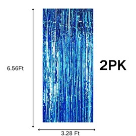 Foil Fringe Backdrop Curtains, 3.28 x 8.2 ft Laser Tinsel Streamers Backdrop, Shimmering Curtain, Birthday Party Supplies for Baby Shower & Graduation Decoration Party (Sky Blue)