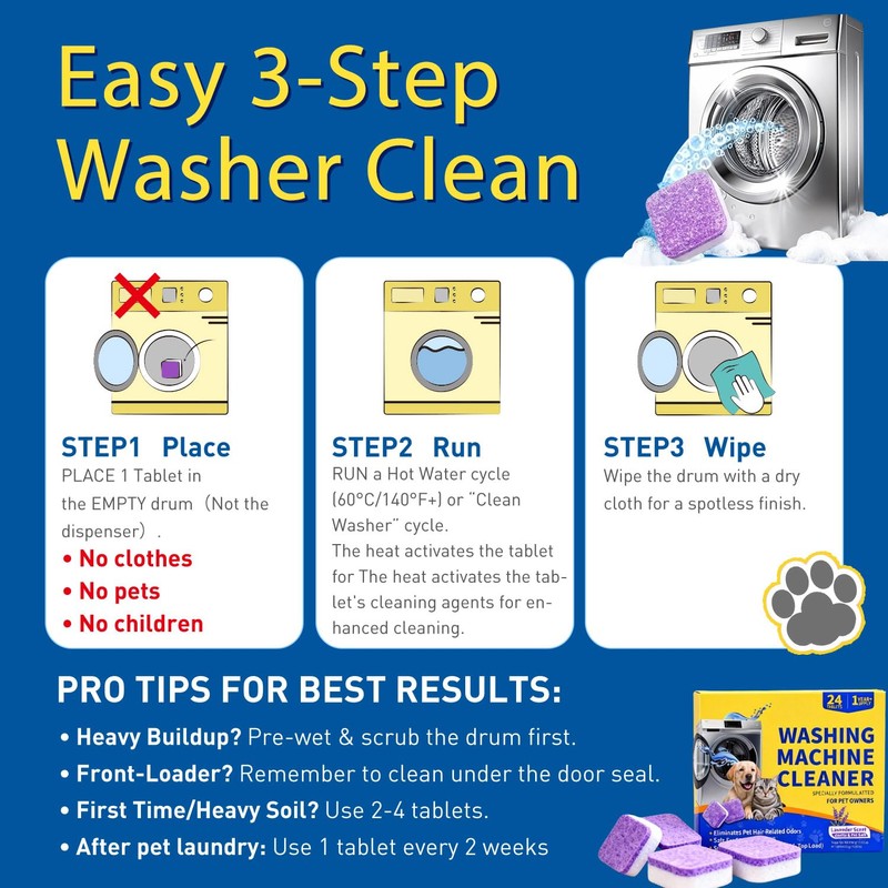 TXYXT 24 Count Washing Machine Cleaner for Pet Hair Relief