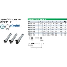 Kyoto Tool (KTC) AE10110 Free Position Wrench, Standard, 0.4 inches (10 mm)
