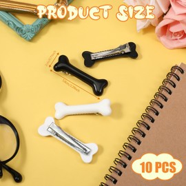 10Pcs Bone Hair Clip, Skull Skeleton HairPins, Black White Bones Hairpins for Women Girls, Side Hair Clip, Cosplay Costume Decorative Hair Pins Accessories, Dog Bone Alligator Clips