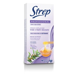 Strep - Strisce Depilatorie Viso e Parti Delicate Professional, con Cera Naturale ed Oli essenziali, Pelle Morbida e Setosa fino a 4 Settimane, 10pz