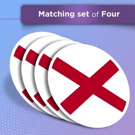 Vinyl Round Stickers (Set of 4) 10cm - Alabama Flag Vector Emblem for Laptops, Tablets, Luggage, Scrap Booking, Fridges #60725