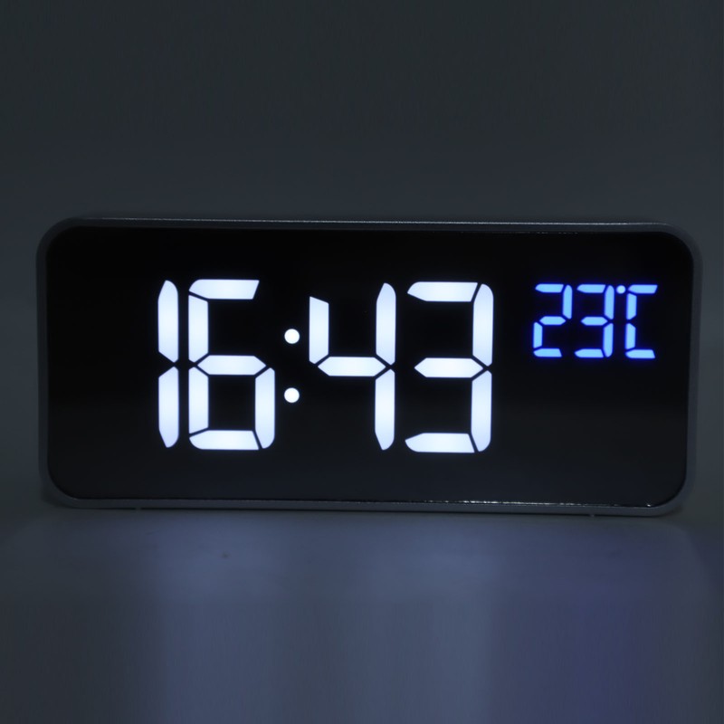 Mirror LED Alarm Clock Two Sets of Alarm Rechargeable Voice