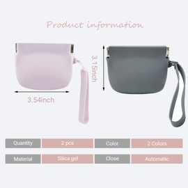 WoYous 2 Pieces Silicone Dog Treat Bag Mini Portable Pet Snack Pouch with Auto Close Feature Feed Snack Reward Dog Treat Pouch Pocket Size Easy to Clean for Pet Travel or Outdoor Use (Pink & Grey)