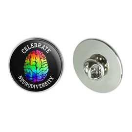 Celebrate Neurodiversity Brain Autism Rainbow Spectrum Metal 1.1" Tie Tack Hat Lapel Pin Pinback
