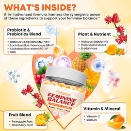 Vazatisi Sugar Free Feminine Balance Gummies for Women - Pineapple Gummies for Women PH Balance, Healthy Odor, Yeast Balance & Flora - Vegetarian Friendly - 60 Count