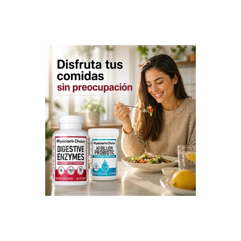 Probióticos 60 Billones + Enzimas Digestivas 150mg