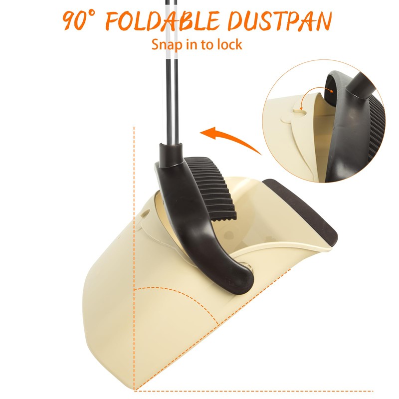 OOOFLOWER Broom and Dustpan Set, Efficient Floor Cleaning with Broom,